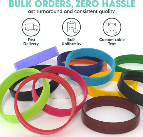 Miniatura 19 de Reminderband - Pulsera clásica de silicona 100% personalizada – Pulsera de goma de silicona personalizada – Personalizable, eventos, regalos, apoyo