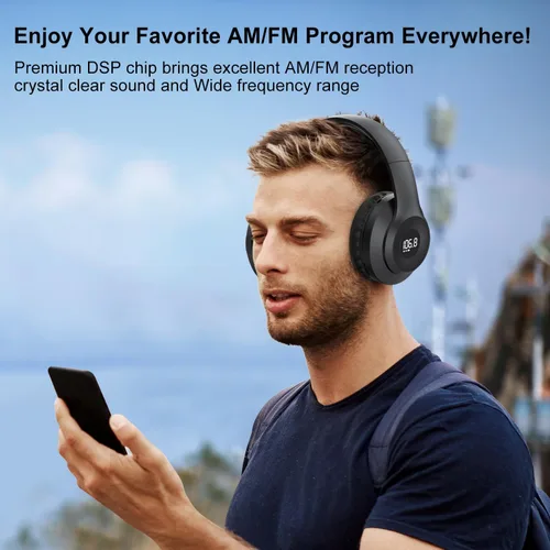 Miniatura 2 de X5 AM FM Radio Auriculares recargables, auriculares de radio portátiles personales am/fm Orejeras digitales con la mejor recepción para correr