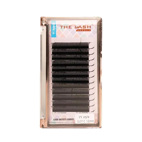 THE LASH SUPPLY YY - Extensiones de pestañas híbridas profesionales, rizo C/D, 0.354-0.591 in de longitud, 0.07 de grosor, pestañas postizas negras