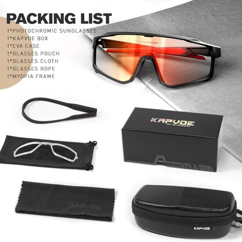 Miniatura 6 de KAPVOE Gafas de ciclismo fotocromáticas para hombres y mujeres, gafas de sol para bicicleta de montaña MTB, deportes, transición, triatlón, carrera