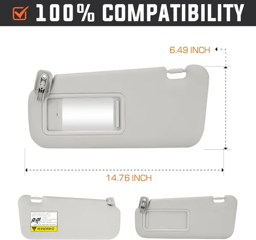 Miniatura 6 de Youxmoto Parasol para Mazda 3 2010 2011 2012 2013, parasol gris para lado izquierdo del conductor y del lado derecho del pasajero, repuesto #