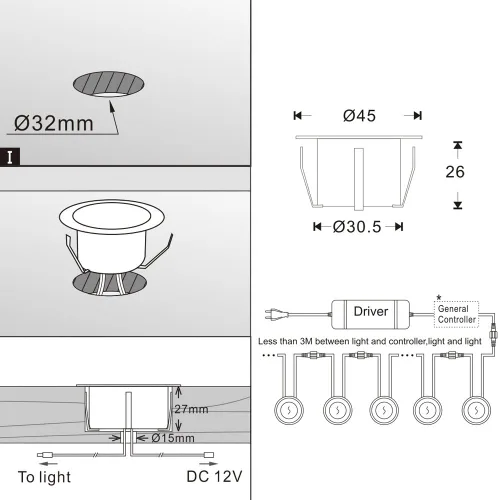 Miniatura 4 de lámpara LED decorativa de bajo voltaje de 1 vatio, impermeable, para exteriores, patio, jardín, escaleras Blanco cálido