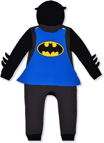 Miniatura 2 de DC Comics - Mameluco de manga larga con capucha y cremallera para niños recién nacidos, bebés y niños pequeños, azul o negro