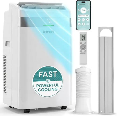 Miniatura 9 de SereneLife Aire acondicionado portátil de 8000 BTU, pequeña unidad de CA con deshumidificador y ventilador, mini unidad de CA con cobertura de 350