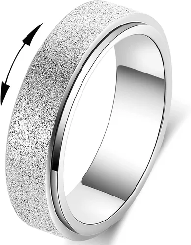 Anillo de ansiedad de acero inoxidable de titanio para mujeres y hombres, talla 6-12, ancho 0.236in, 5 colores oro rosa, arco iris, plata, negro,
