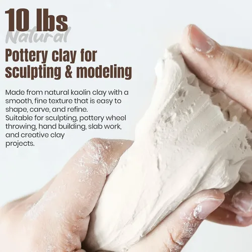 Miniatura 2 de CalPalmy - Arcilla de cerámica blanca de 10 libras para esculpir, construcción manual y horno Natural Clay • Smooth Consistency • Wheel Throwing •
