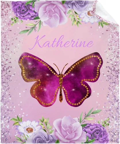 Miniatura 11 de Manta personalizada con nombre, manta personalizada para bebé, regalos conmemorativos para envolver cumpleaños de niños pequeños, mariposa