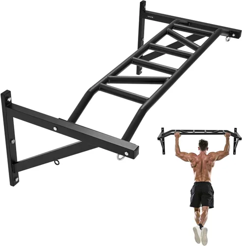 Miniatura 10 de VEVOR Pull Up Bar, Multi-Grip Wall Mounted Pull Ups, 50 in Width Multifunctional Chin Up Training Station, Heavy Duty Steel Upper Body Workout Bars