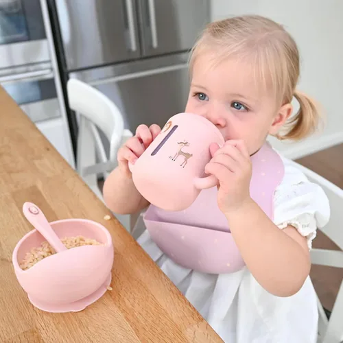 Miniatura 3 de LITTEL RAWR - Vasos de silicona para bebés de 6 meses o más, taza de entrenamiento de 3 etapas para bebés y niños pequeños, boquilla suave y asas
