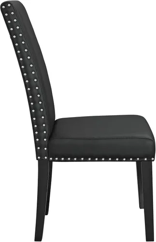 Miniatura 4 de LexMod silla de comedor de vinilo parte de un juego, Poliuretano, Negro