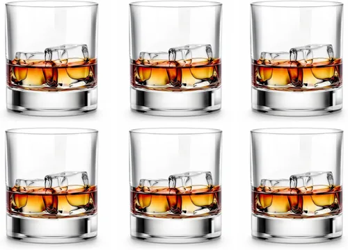 LUXU Vasos de whisky - Juego de 6 vasos de whisky de alta calidad, 11 onzas, vasos de whisky a la antigua/cristalería estilo bourbon/ron,
