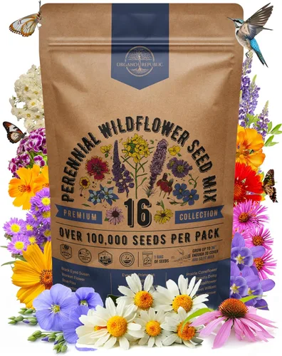 Miniatura 8 de Organo Republic Mezcla de 16 semillas de flores silvestres perennes para interiores y exteriores, más de 25,000 semillas de jardín de flores