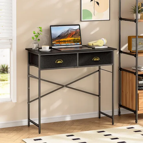 Miniatura 6 de DAOUTIME - Escritorio negro para escribir para dormitorio de niños, escritorio pequeño de 31.5 pulgadas para computadora para espacios pequeños