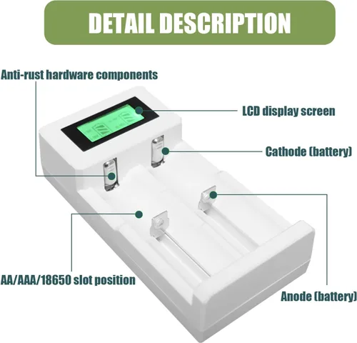 Miniatura 5 de Cargador de batería 18650, cargador universal inteligente para baterías recargables, Ni-MH, Ni-Cd, AA, AAA, Li-ion, IMR 10440, 14500, 16340
