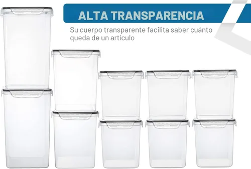 Miniatura 3 de VERONES Recipientes herméticos grandes y altos para almacenamiento de alimentos, paquete de 10 unidades de organización hermética de plástico