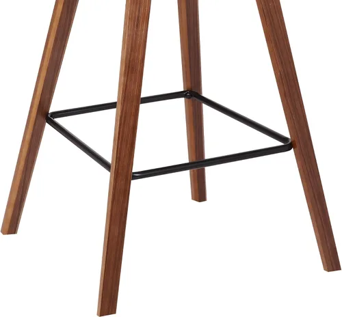 Miniatura 14 de Armen Living Fox - Taburete de bar moderno de mediados de siglo de piel sintética color crema y madera de nogal de 25.5 pulgadas Piel sintética