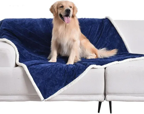 Miniatura 35 de Qeils Manta impermeable calmante para gatos de interior, manta suave y silenciosa de felpa para mascotas, manta gruesa de piel sintética de 500 GSM