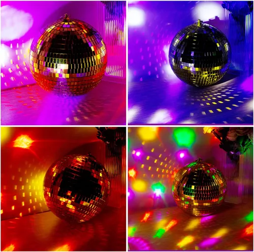 Miniatura 7 de Decoración de bola de discoteca de espejo, bolas de espejo de escenario de 6 pulgadas, adornos de bola de discoteca dorada, decoraciones Dorado
