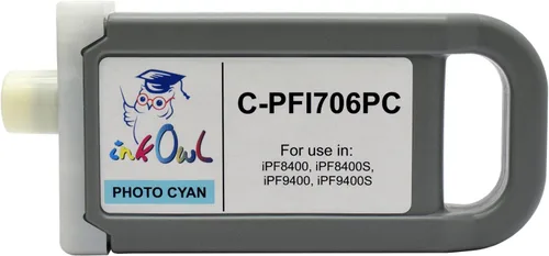Miniatura 2 de InkOwl Cartucho de tinta de repuesto compatible para impresoras Canon PFI-706PC (23.7 fl oz, foto-cian) para impresoras iPF8400, iPF8400S, iPF9400S