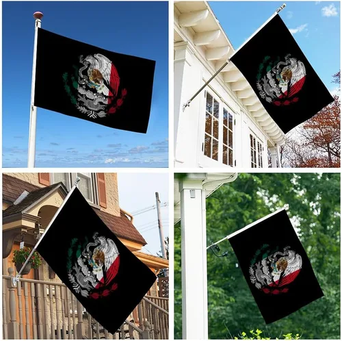 Miniatura 8 de Banderas de México 3x5 pies, bandera mexicana divertida para el hogar, patio, casa, jardín, banderas para fiestas navideñas, decoraciones interiores