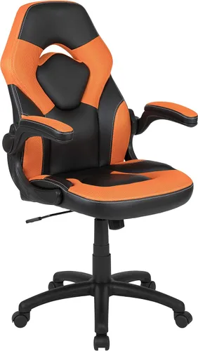 Miniatura 15 de Flash Furniture X10 LeatherSoft - Silla de juegos con respaldo alto estilo carreras con brazos abatibles, silla giratoria ergonómica acolchada