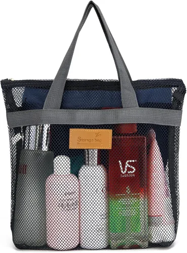 Miniatura 11 de TOPASION Bolsa de ducha de malla portátil, organizador de baño y aseo colgante con cremallera para viajes, gimnasio, campamento, dormitorios