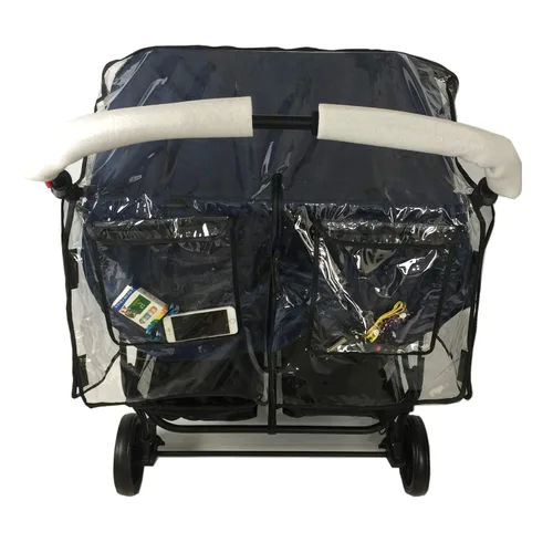 Miniatura 4 de Funda de lluvia para cochecito, cubierta de lluvia universal para cochecito de bebé, funda doble para lluvia y viento, accesorios de actividades al