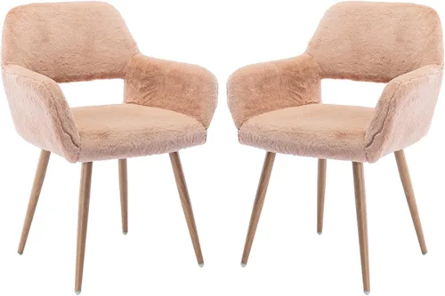 Miniatura 13 de KCC Sillas Pequeñas y Modernas con Brazos para Comedor 1 Pieza, Asiento Lateral Tapizado en Terciopelo de Mediados de Siglo Club para Invitados