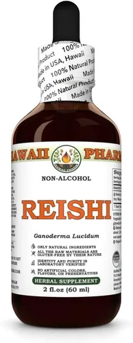 Hawaii Pharm Reishi Extracto sin alcohol, glicerita para apoyo inmunológico, promueve la vitalidad, mejora la memoria y la función cognitiva, apoyo