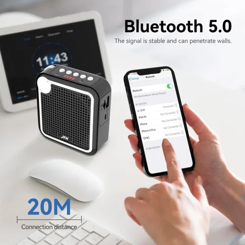 Miniatura 4 de JFH Amplificador de voz para profesores, micrófono y altavoz portátil, amplificador de voz inalámbrico Bluetooth recargable, sistema PA, mini