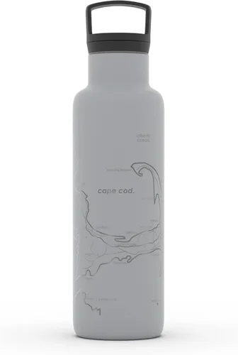 Miniatura 188 de Well Told Botella de agua aislada con mapa de Washington DC grabado, botella de acero inoxidable grabada (21 onzas, blanco) botella aislada de mapa