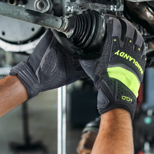 Miniatura 4 de HANDLANDY Mens Work Gloves Touch screen, Utility Mechanic Gloves, Flexible Breathable Fit- Padded Knuckles & Palm Verde