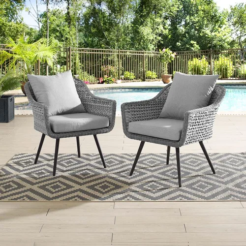 Miniatura 3 de Modway EEI-3176-GRY-GRY-SET - Sillón Endeavor de mimbre para patio al aire libre, 2 sillones, gris