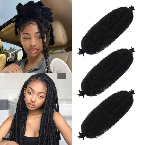 Miniatura 11 de Marley Twist - Cabello trenzado de 16 pulgadas, cabello afro trenzado elástico, paquete de 7 paquetes, cabello rizado rizado ombré, marrón Marrón