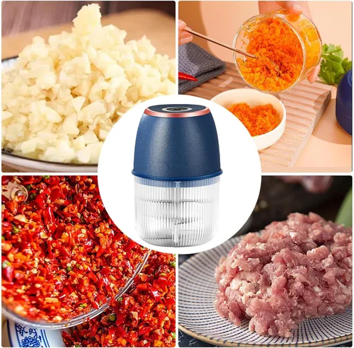Miniatura 3 de Picadora eléctrica de ajo Procesador de alimentos de 11.8 fl oz Trituradora de verduras de cocina - Máquina trituradora de cebolla pequeña
