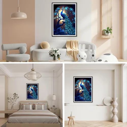Miniatura 3 de SENQAO Kits de pintura de diamantes de pavo real para adultos, kit de arte de diamantes 5D para adultos principiantes, pintura de puntos de diamante