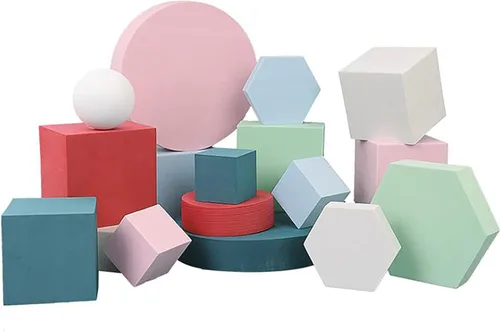 Miniatura 4 de Juego de 8 piezas de accesorios geométricos para fotos, de espuma dura, para manualidades, lápiz labial, joyas, cosméticos, herramientas de Púrpura