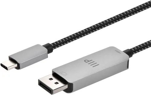 Monoprice Cable USB-C a DP - 8K a 60Hz, HDR10+, alimentado por bus, profundidad de color de 48 bits, carcasa de aluminio premium, 6 pies, gris
