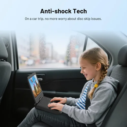 Miniatura 6 de ieGeek Reproductor de DVD portátil de 12.5", con pantalla giratoria HD de 10.5", reproductores de DVD para viajes en coche, batería recargable de 5