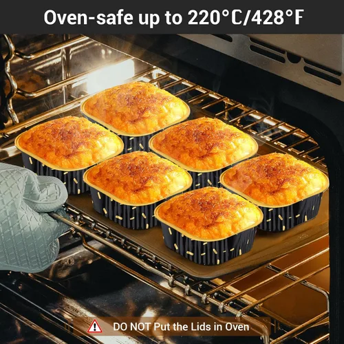 Miniatura 5 de EUSOAR - Moldes para pastel con tapas, 50 unidades de 300 ml/10 oz, moldes cuadrados desechables para cupcakes, recipientes de papel de aluminio