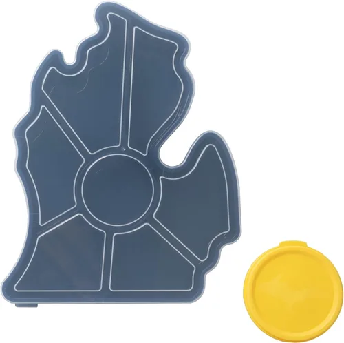 Miniatura 2 de KOLORAE Bandeja de Servicio Michigan - Bandeja Reutilizable Única de 7 Compartimentos en Forma de Guante del Estado con Taza para Aderezo. Ideal
