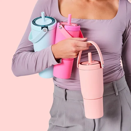 Miniatura 8 de BrüMate Resa - Vaso de viaje 100% a prueba de fugas de 25 onzas con asa y pajilla, popote SoftSip flexible, funda de silicona para mayor