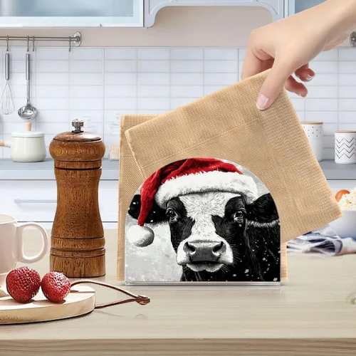 Miniatura 5 de Nander Lindo servilletero de vaca de Navidad para mesas, servilleteros para cocina, servilleteros de mesa, servilleteros de cóctel, soporte