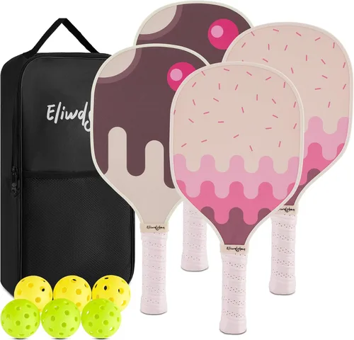Juego de palas de pickleball Eliwdshen de 2 o 4 con pelotas de pickleball y bolsa | Las raquetas están fabricadas según los estándares de USAPA |