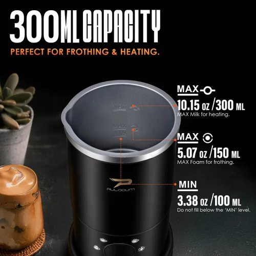 Miniatura 3 de Espumador de leche eléctrico y vaporizador – Espumador de vapor automático 4 en 1 con capacidad de 10.5 onzas, máquina de espuma fría y caliente