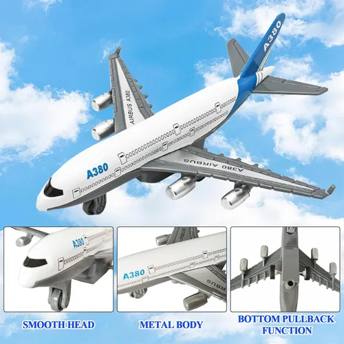 Miniatura 2 de OTONOPI Avión de juguete de metal fundido a presión, modelo avión, avión de tracción hacia atrás, aerolínea para niños, pasteles, recuerdos
