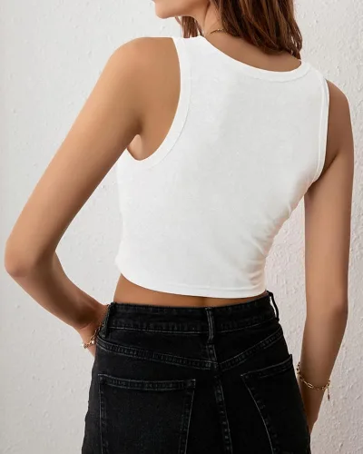 Miniatura 5 de Camiseta corta con bandera estadounidense para mujer, patriótica de Estados Unidos, para el 4 de julio, sexy, expuesta, suave, para verano, sin