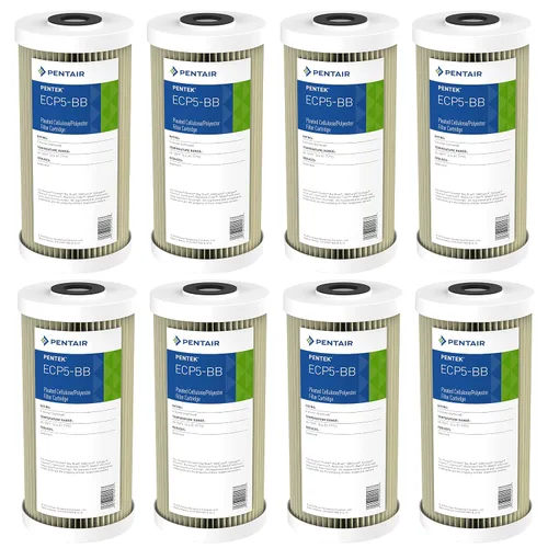 Pentair Pentek ECP5-BB - Filtro de agua de sedimentos azules grandes, 10 pulgadas, cartucho de repuesto de poliéster de celulosa plisada resistente