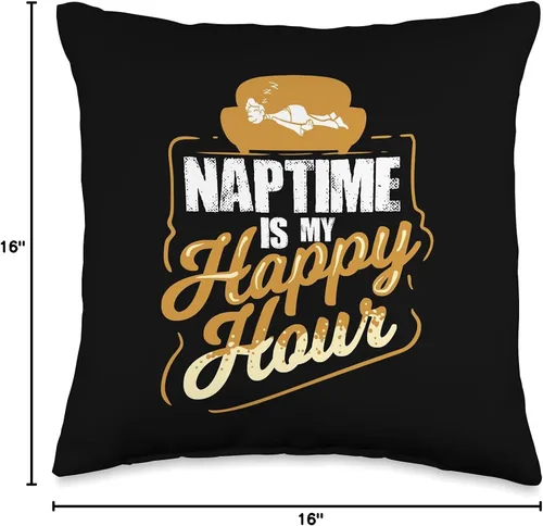 Miniatura 4 de Funny Napping Apparel Naptime is My Happy Hour - Almohada con cita para una siesta, 16.0 x 16.0 in, multicolor