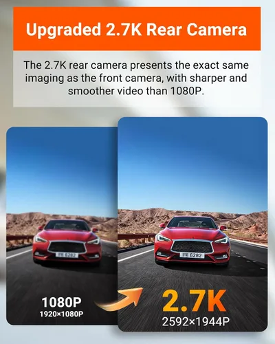 Miniatura 11 de Vantrue Cámara de tablero E2 delantera y trasera, cámara trasera de 2.7 K, STARVIS dual, cámara de tablero de 2.7K + 2.7K para automóviles, control